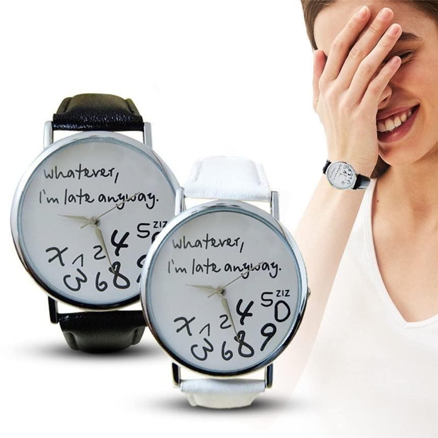 【並行輸入品】 Vavna "Whatever, I'm Late Anyway Print Dial Leather Women Men Biの画像