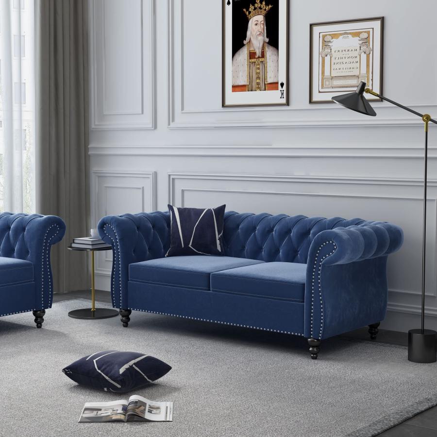 【並行輸入品】 NOSGA Large Sofa， Two seat Sofa Classic Tufted Chesterfield Sett_9