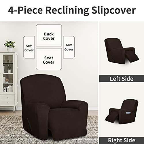 【並行輸入品】Easy Going リクライニングチェアカバー ベルベット 4ピース リクライニングカバー ソフト 厚手 ベルベット リクライニ