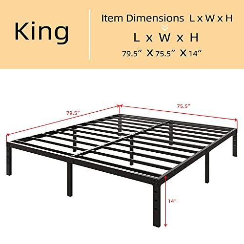 【並行輸入品】XMhongsong 14インチ キングサイズ ベッドフレーム ボックススプリング不要 高耐久メタルプラットフォームベッドフレーム_4