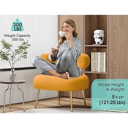 並行輸入品】SEYNAR リネンアクセントチェア ゴールドメタルサポート