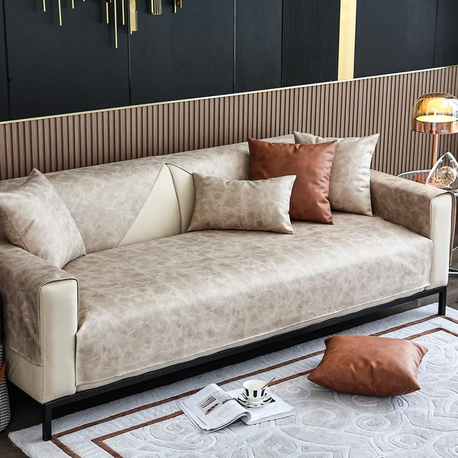 【並行輸入品】 XSlive Faux Leather Waterproof Couch Sofa Cover Vintage PU Secti_6