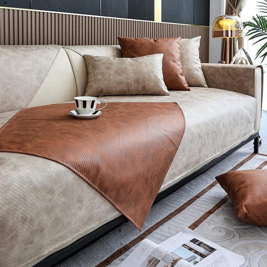【並行輸入品】 XSlive Faux Leather Waterproof Couch Sofa Cover Vintage PU Secti_9