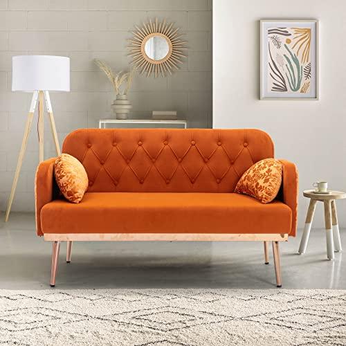 【並行輸入品】 55" Accent Loveseat Sofa Couch， Mid Century Modern Velvet Fabric_1