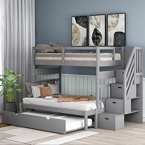 【並行輸入品】 Merax Twin Over Twin or Full Bunk Bed with Storage Stairs and Twの画像