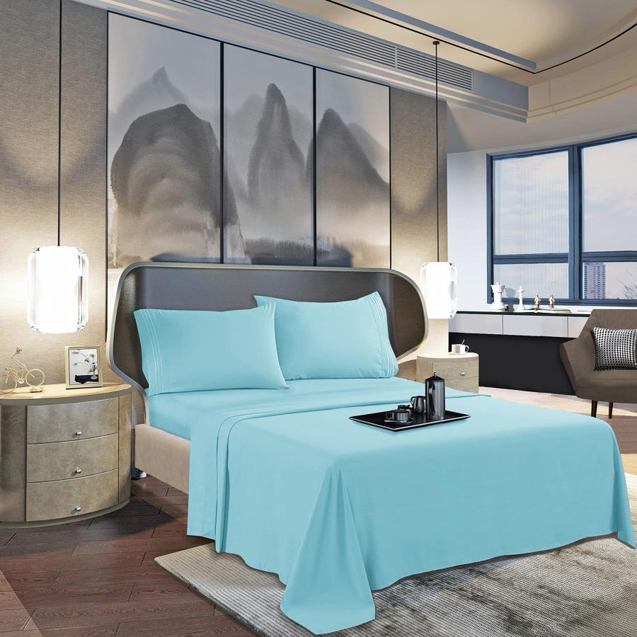 【並行輸入品】 KBC linen Full Size Sheet Set 4 Piece 100% Cotton Hotel Luxu