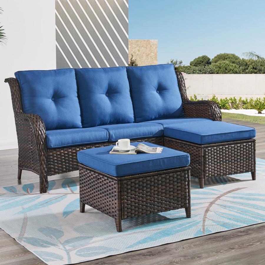 【並行輸入品】 HUMMUH 3 Seat Outdoor Wicker Sofa PE Rattan Patio Couch with Thi_9