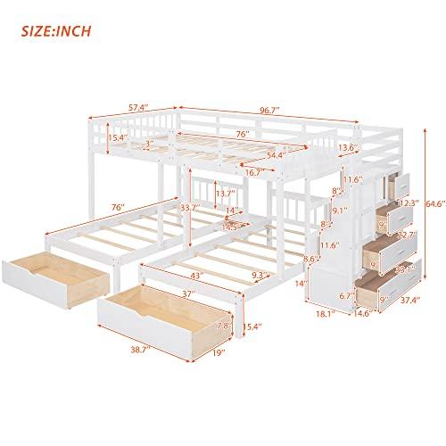 【並行輸入品】 VilroCaz Upgraded Version Full Over Twin \u0026 Twin Bunk Bed, Solidの画像