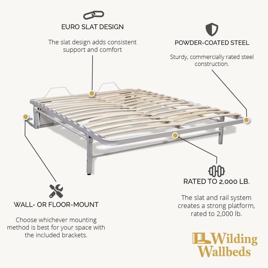 【並行輸入品】Wilding Wallbeds デラックスマーフィーベッドフレーム(クイーン) 縦型ウォールベッド パウダーコートスチールフレーの画像