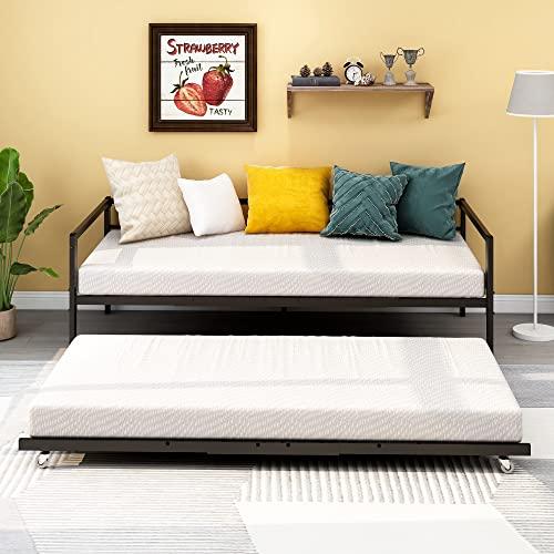 【並行輸入品】 HOMERECOMMEND Metal Twin Size Daybed with Trundle Heavy Duty Met_1