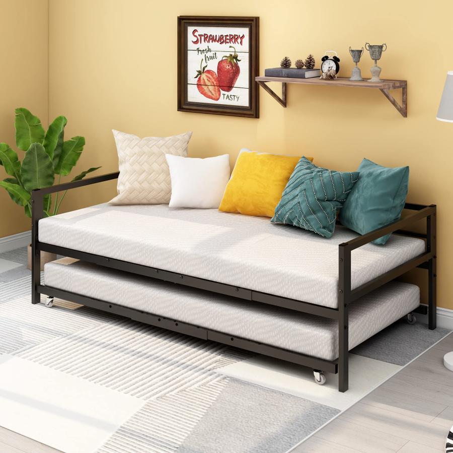【並行輸入品】 HOMERECOMMEND Metal Twin Size Daybed with Trundle Heavy Duty Met_3