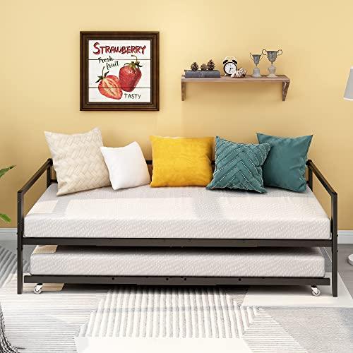 【並行輸入品】 HOMERECOMMEND Metal Twin Size Daybed with Trundle Heavy Duty Met_7