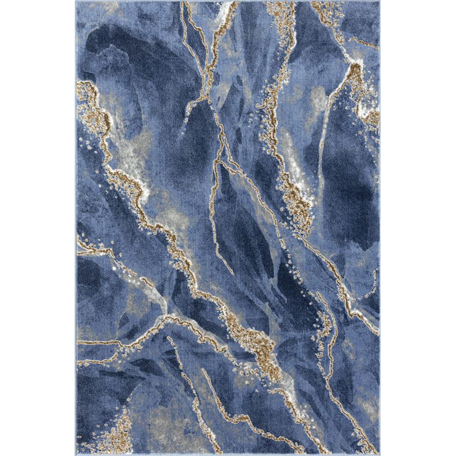 【並行輸入品】 Abani Contemporary Blue & Metallic Gold 4' x 6' Area Rug， Non Sh_3