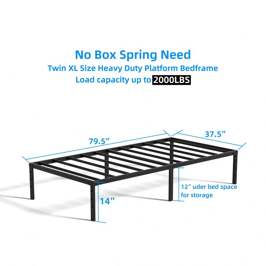 【並行輸入品】 Meberam 14 Inch Twin XL Bed Frames No Boxing Spring Needed， Heav_3