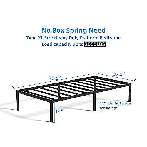 【並行輸入品】 Meberam 14 Inch Twin XL Bed Frames No Boxing Spring Needed， Heav_4