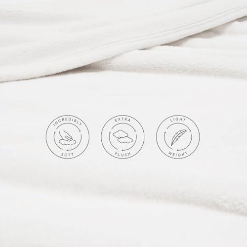 【並行輸入品】Jennifer Adams ウルトラプラッシュブランケット クイーン/フル、ソフトで軽量なクラウドベッドブランケット(ホワイト)_4