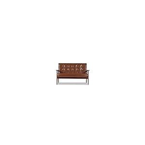 【並行輸入品】 JIASTING Mid Century Modern Loveseat Sofa with Wooden Arms Leath_2