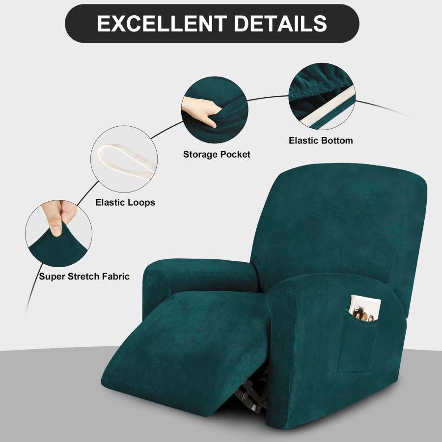【並行輸入品】 FestiCorp Recliner Chair Covers Real Velvet 4 Pieces Recliner Co