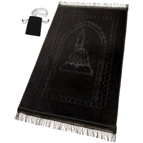 【並行輸入品】 Durable Prayer Rug Muslim Mat Islamic Luxurious Velvet Prayer
