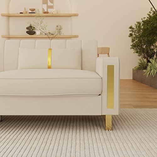 【並行輸入品】 STORFENBOR 85" Sofa Couch，Velvet Sofa with 2 Pillows & Gold Legs_7