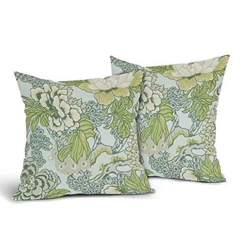 【並行輸入品】Sweetshow 春 グリーン フラワー シノワズリー 枕カバー 2パック 20x20インチ ライグリーン フローラル スローピ_1