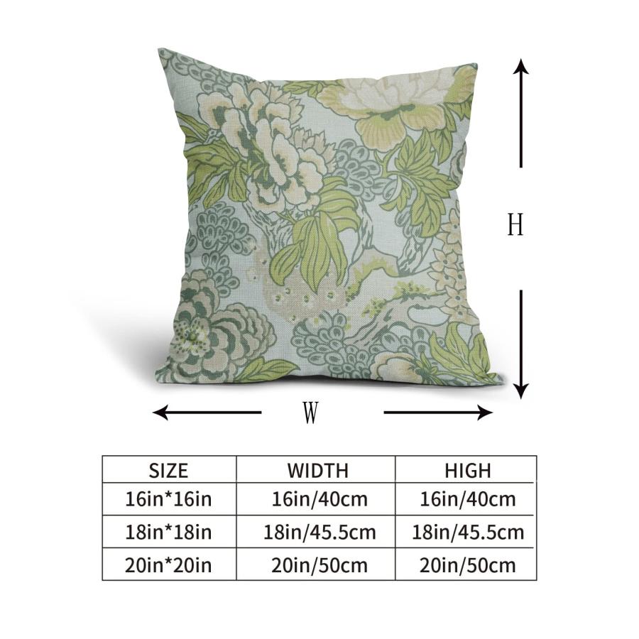【並行輸入品】Sweetshow 春 グリーン フラワー シノワズリー 枕カバー 2パック 20x20インチ ライグリーン フローラル スローピ_6