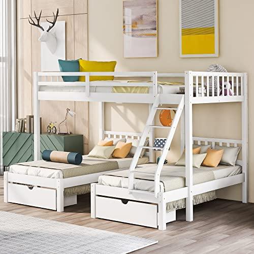 【並行輸入品】 Harper \u0026 Bright Designs Full Over Twin Triple Bunk Bed with Storの画像