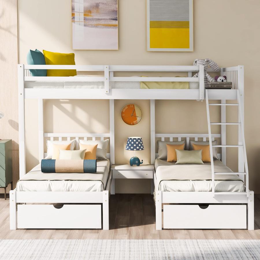 【並行輸入品】 Harper \u0026 Bright Designs Full Over Twin Triple Bunk Bed with Storの画像