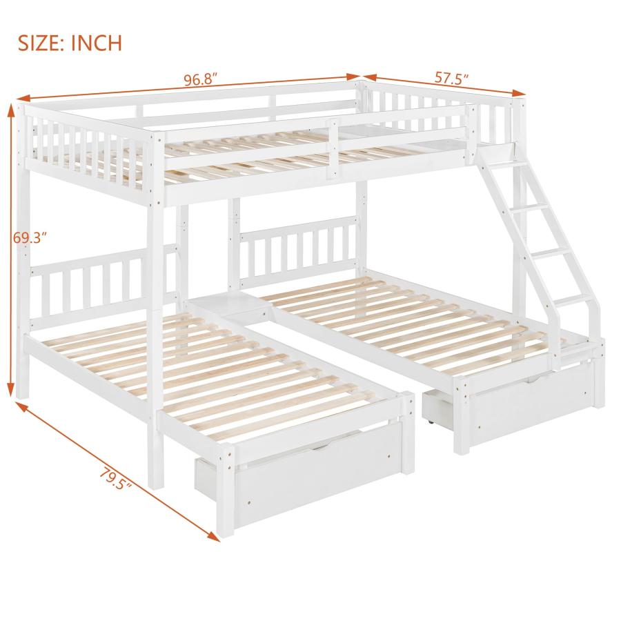 【並行輸入品】 Harper \u0026 Bright Designs Full Over Twin Triple Bunk Bed with Storの画像