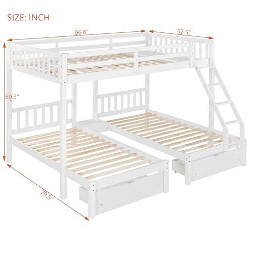 【並行輸入品】 Harper \u0026 Bright Designs Full Over Twin Triple Bunk Bed with Storの画像