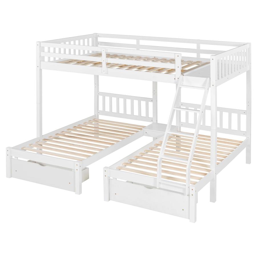【並行輸入品】 Harper \u0026 Bright Designs Full Over Twin Triple Bunk Bed with Storの画像