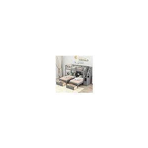 【並行輸入品】 Harper \u0026 Bright Designs Triple Bunk Bed with Storage Drawers,Twiの画像