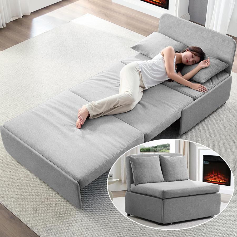 【並行輸入品】 Mjkone 43“ W Twin Size Sofa Bed， 2 in 1 Convertible Linen Lovese_9