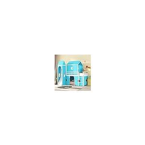【並行輸入品】 Twin Loft Bed with Slide and Tent， House Loft Bed with Tower and_2