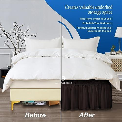 【並行輸入品】 Wrap Around Bed Skirt Chocolate Cal King Size 9 Inch Tailored Dr