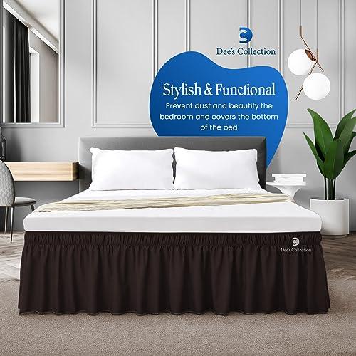 【並行輸入品】 Wrap Around Bed Skirt Chocolate Full Size 18 Inch Tailored Drop，