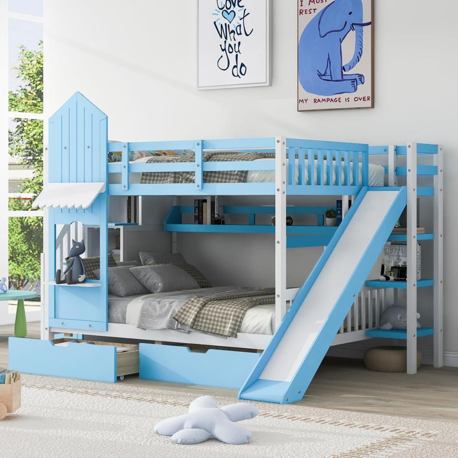 【並行輸入品】 Harper \u0026 Bright Designs Full Over Full Bunk Bed with Stairs andの画像