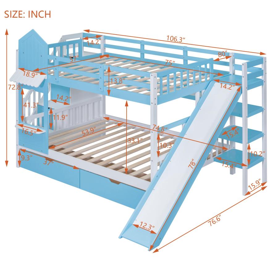 【並行輸入品】 Harper \u0026 Bright Designs Full Over Full Bunk Bed with Stairs andの画像