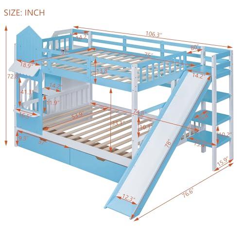 【並行輸入品】 Harper \u0026 Bright Designs Full Over Full Bunk Bed with Stairs andの画像