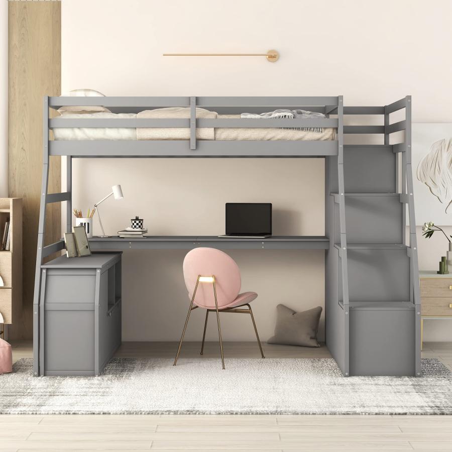 【並行輸入品】 Harper \u0026 Bright Designs Twin Size Loft Bed, Wood Loft Bed Frameの画像