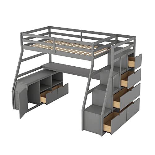 【並行輸入品】 Harper \u0026 Bright Designs Twin Size Loft Bed, Wood Loft Bed Frameの画像