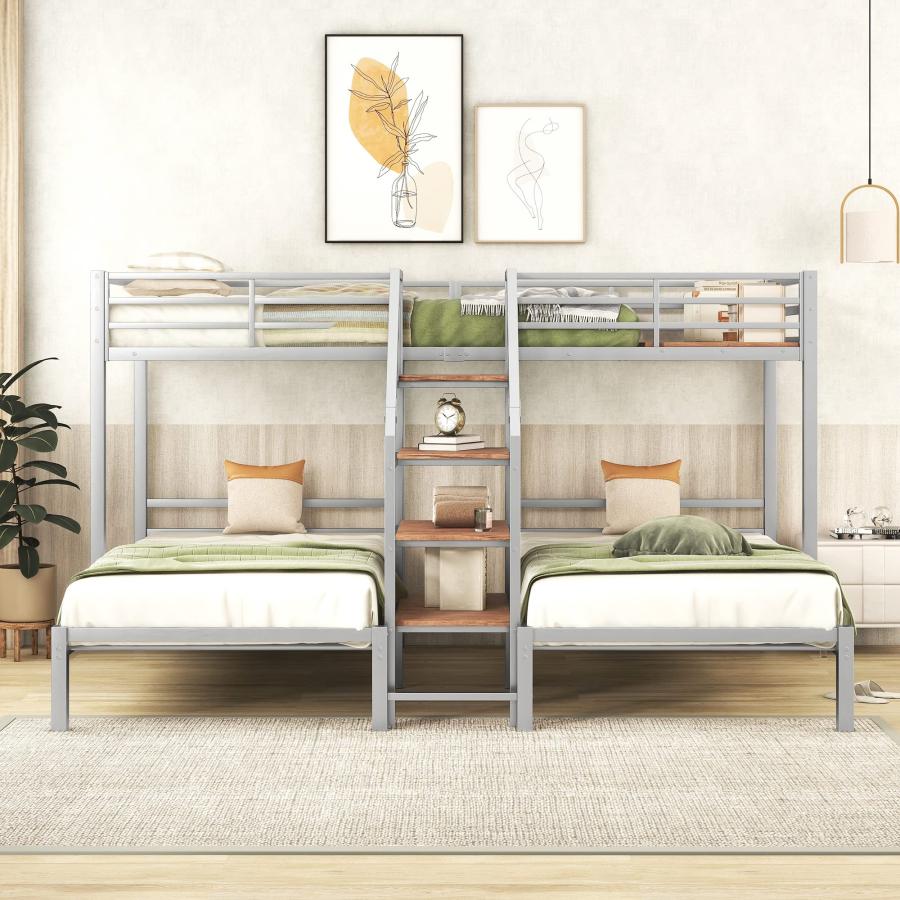 【並行輸入品】 SOFTSEA Triple Bunk Bed with Stairs， Twin Over Twin & Twin Bunk_6