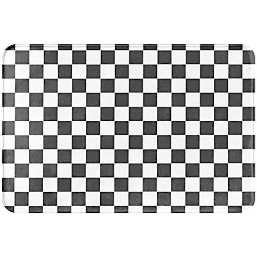 【並行輸入品】 Black and White Checkered Bath Mat Rug for Bathroom Floor Plush_1
