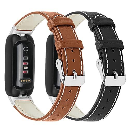 【並行輸入品】本革バンド 2本パック Fitbit Inspire 3 スマートウォッチ対応 Fitbit Inspire3 交換用リストバンド_1