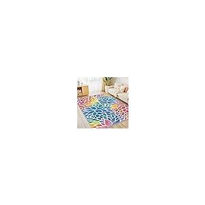 【並行輸入品】抽象的でカラフルな5x7 エリアラグ モダン レインボー ダリア フローラル ラグ マルチカラー キッズ エリアラグ、滑り止め 洗_2