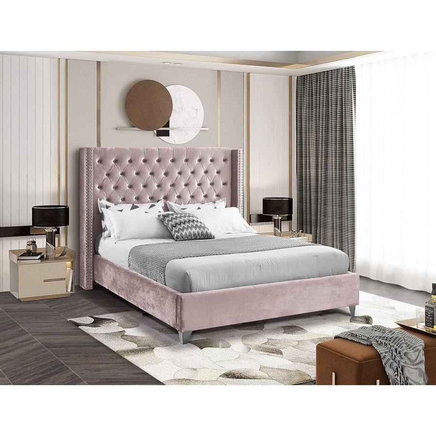【並行輸入品】 HomeStock Velvet Upholstered Bed, Gothic Style Platform Bed Framの画像