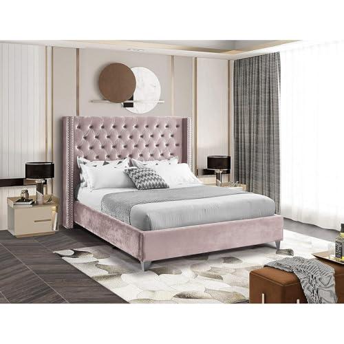 【並行輸入品】 HomeStock Velvet Upholstered Bed, Gothic Style Platform Bed Framの画像