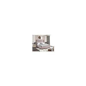 【並行輸入品】 HomeStock Velvet Upholstered Bed, Gothic Style Platform Bed Framの画像