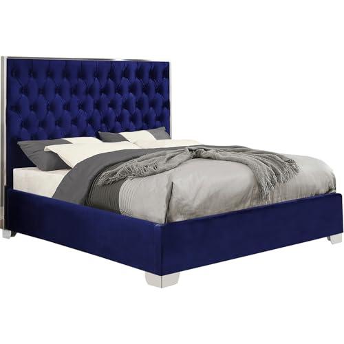 【並行輸入品】 HomeStock Velvet Upholstered Bed   Modern Tufted Bed Frame, Queeの画像
