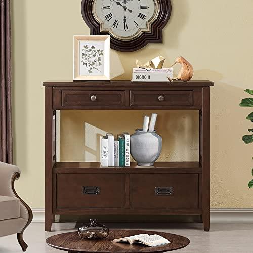 【並行輸入品】 36 Inch Country Farmhouse Console Table with 4 Drawers and 1 Sto_1